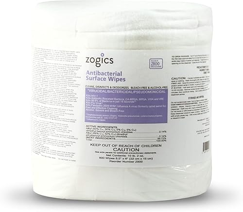 Zogics Toallitas antibacterianas Toallitas desinfectantes para desinfectar y limpiar superficies y equipos, toallitas de limpieza antibacterianas