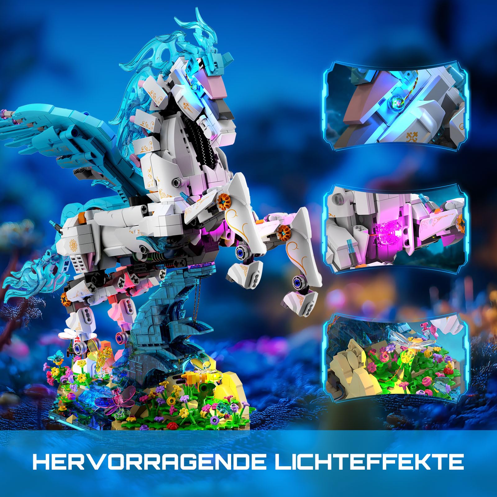 Pegasus Bausatz für Erwachsene und Jugendliche ab 14+, Fantasie Fliegendes Pferd Klemmbausteine Spielzeug Modell, Heimbüro Dekor, Kreatives Geschenk für Mädchen Jungen (1615 Stück)