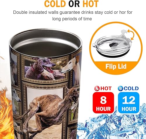 Miniatura 9 de Vaso de perro pastor australiano con tapa, a prueba de derrames, taza de viaje para café helado, botella de agua aislada de acero inoxidable de 20