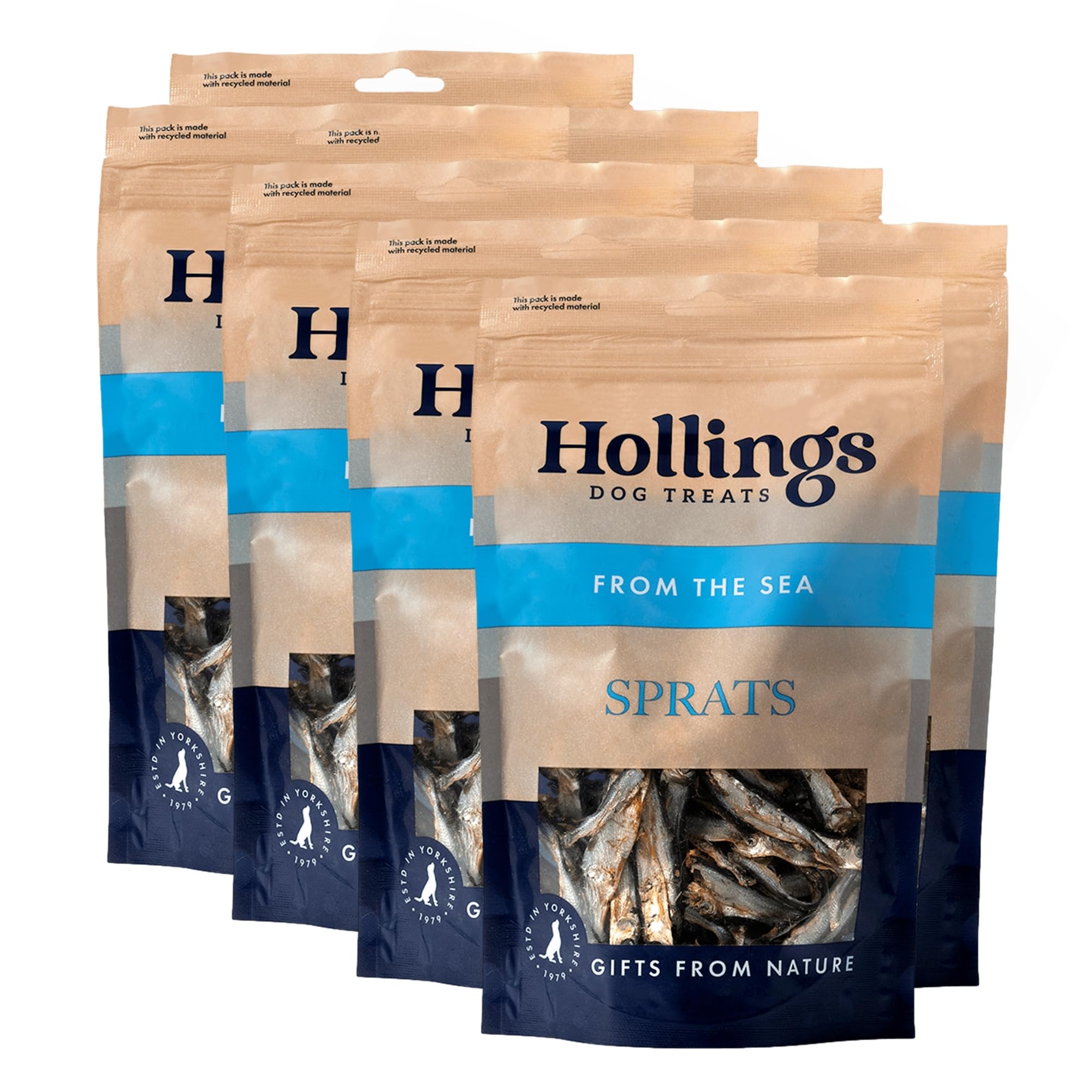 Hollings Sprats Dog Treats, 100% Natural with Fresh Fish Air Dried Treats for Dogs, Hypoallergenic and Grain Free 400g (Pack of 8) — image 1