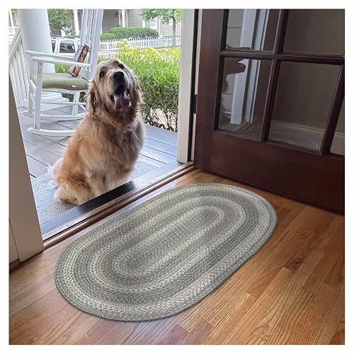 Homespice Grey Cloud Oval Jute Rug 27x45