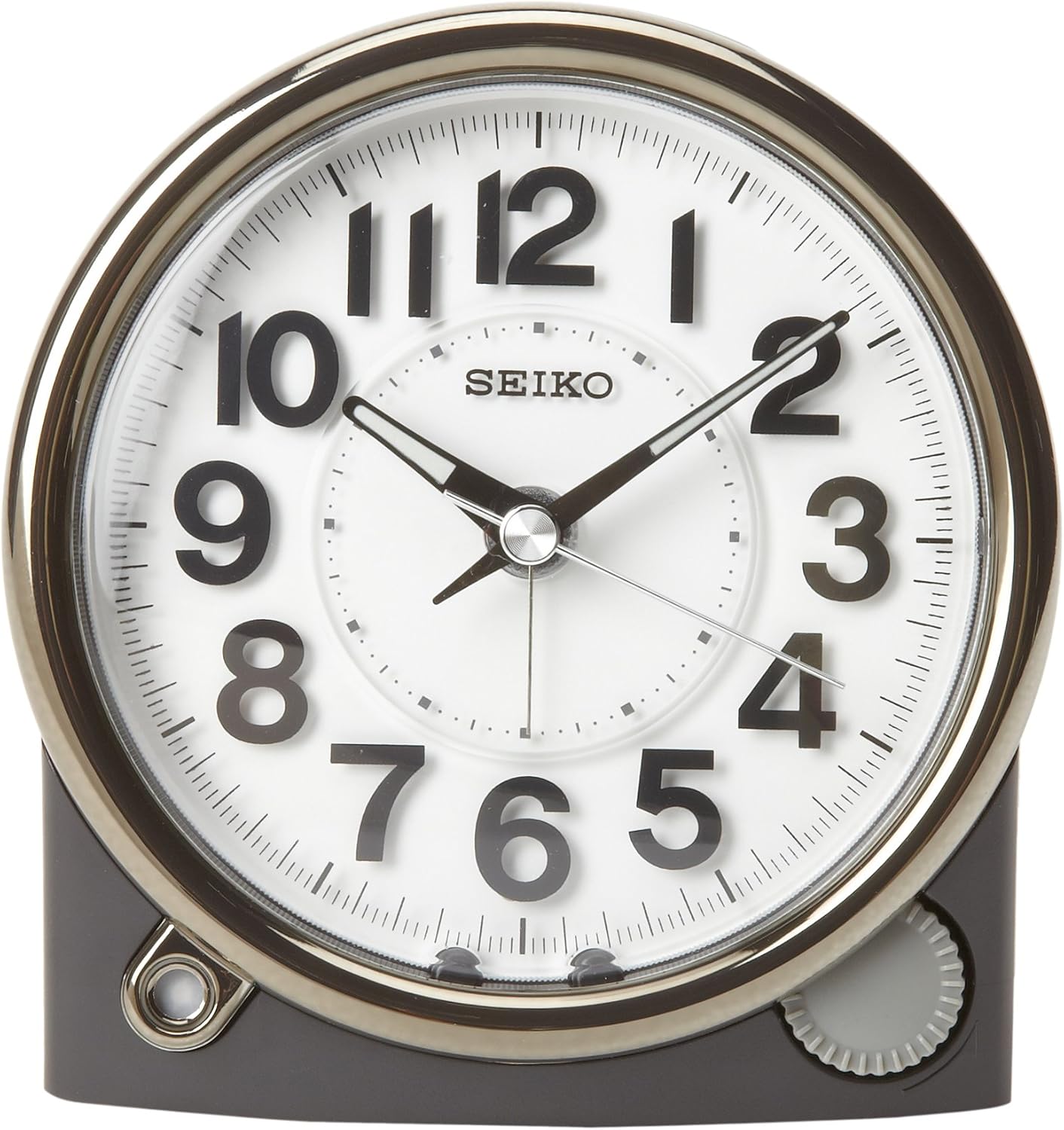 Seiko Bedside Alarm Clock Black Case with Silver-Tone Trim