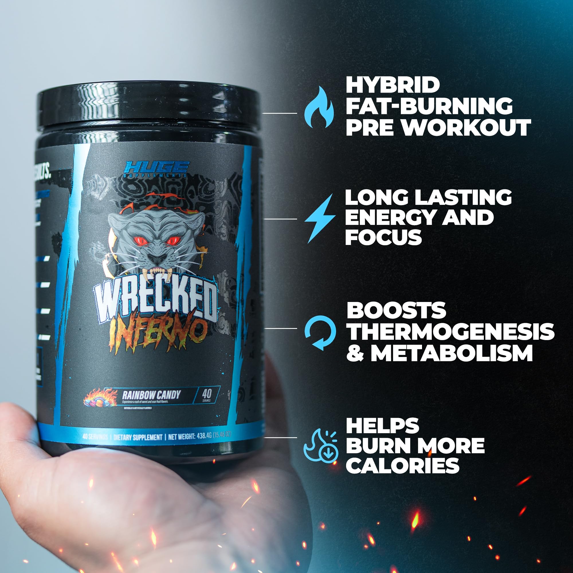 Wrecked Inferno - Thermogenic Pre Workout For Men & Women, Increase Energy, Boost Thermogenesis & Metabolism, Enhance Exercise Performance - Contains L-Citrulline, L-Carnitine, Beta-Alanine & More — Amazon image 3