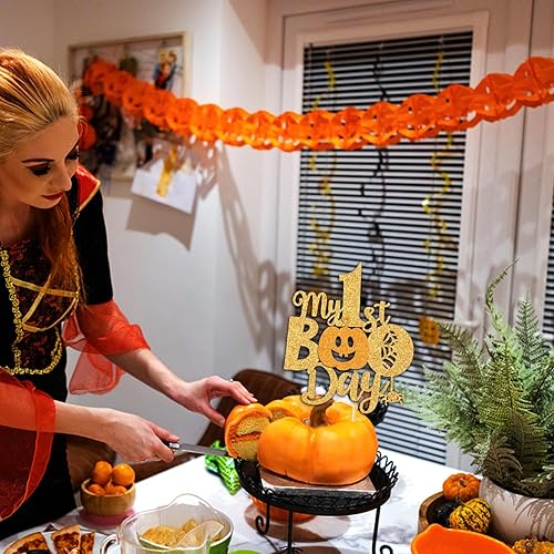 Miniatura 4 de Decoración para tartas My 1st Boo Day - Decoración de fiesta de Halloween/baby shower - Suministros de feliz primer cumpleaños, purpurina dorada