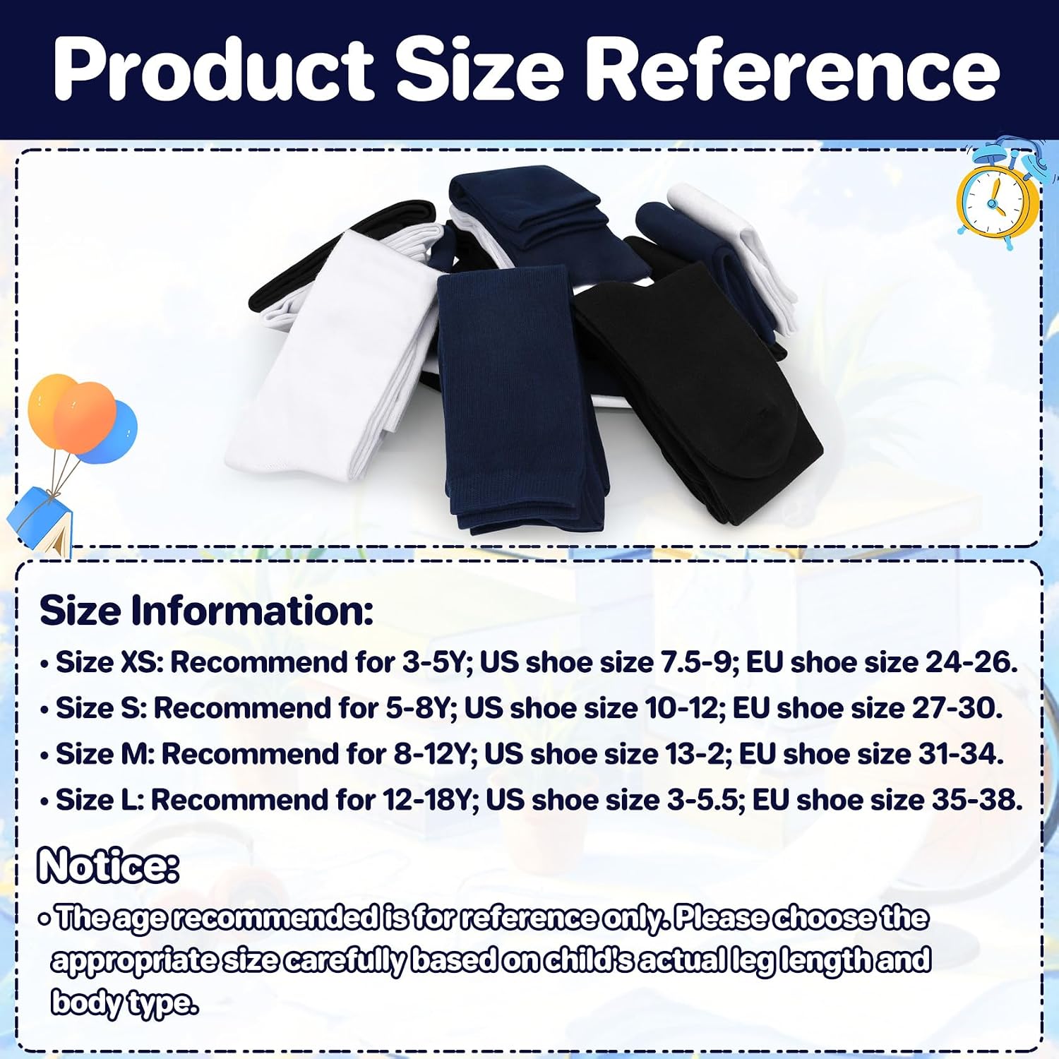 qikqik 3 Pairs Knee High Socks for Girls School Uniform Sock Cotton Long Socks for Girls Dress Sock Seamless Kids Stockings