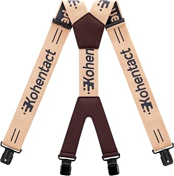 Mens Industrial Strength Suspenders 2-Inch Wide X-Back Heavy Duty Braces Strong Metal Clips, Elastic Adjustable