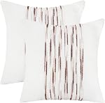 Tosleo Decorative Throw Pillow Covers 18x18 Set of 2 Boho Chenille Tufted Pillow Cover Textured Pillow Covers Striped Pillow Cases Accent Pillowcases Farmhouse Cushion Case for Sofa Couch Bed,White