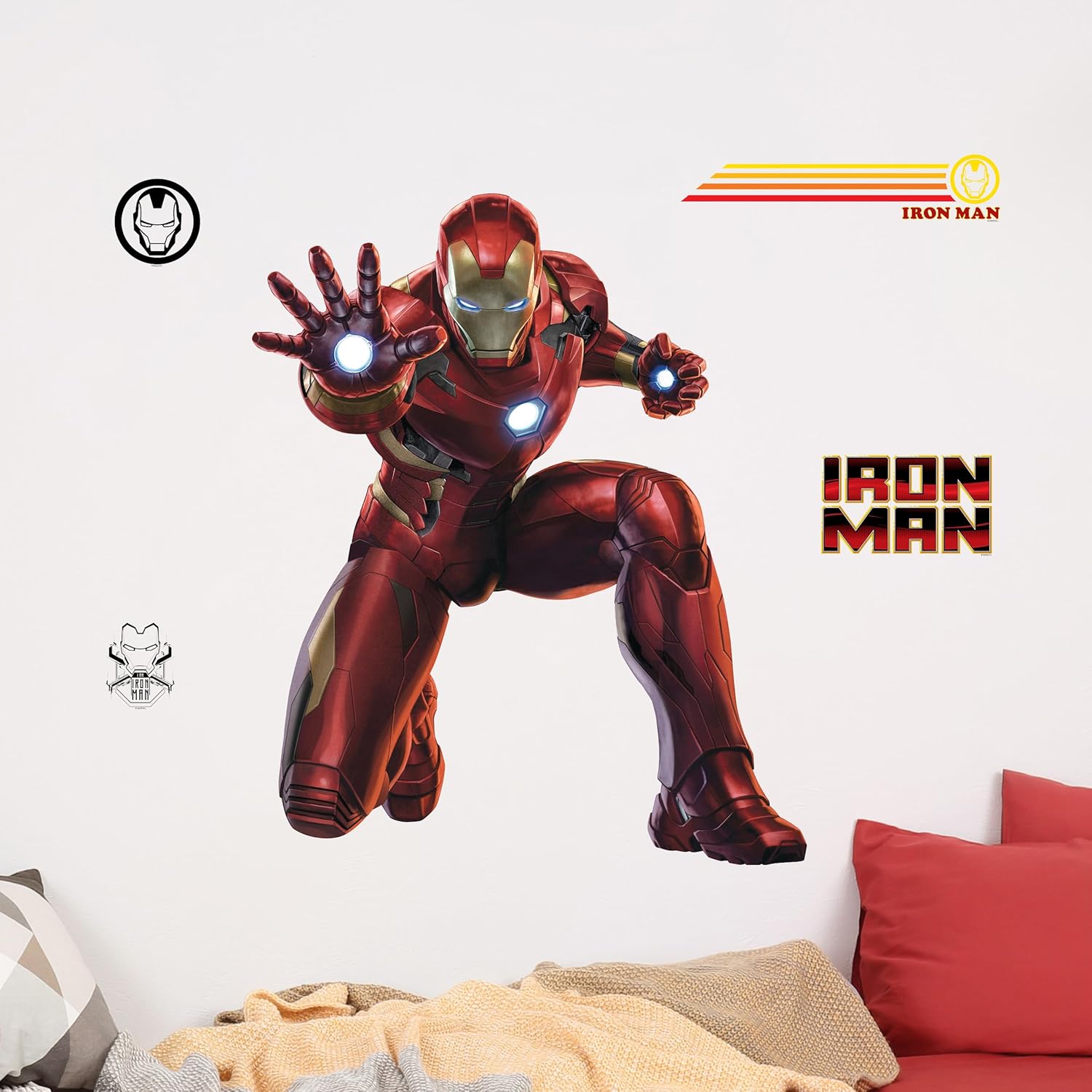 Marvel Iron Man Wall Decals - 22" Avengers Removable Vinyl Stickers for Kids Bedroom Playroom Bathroom - Peel and Stick Room Décor