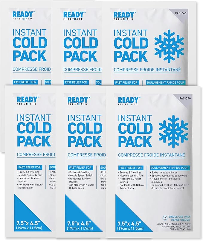 Instant Cold Pack, Medium Packs (7.5" x 4.5") Ready First Aid