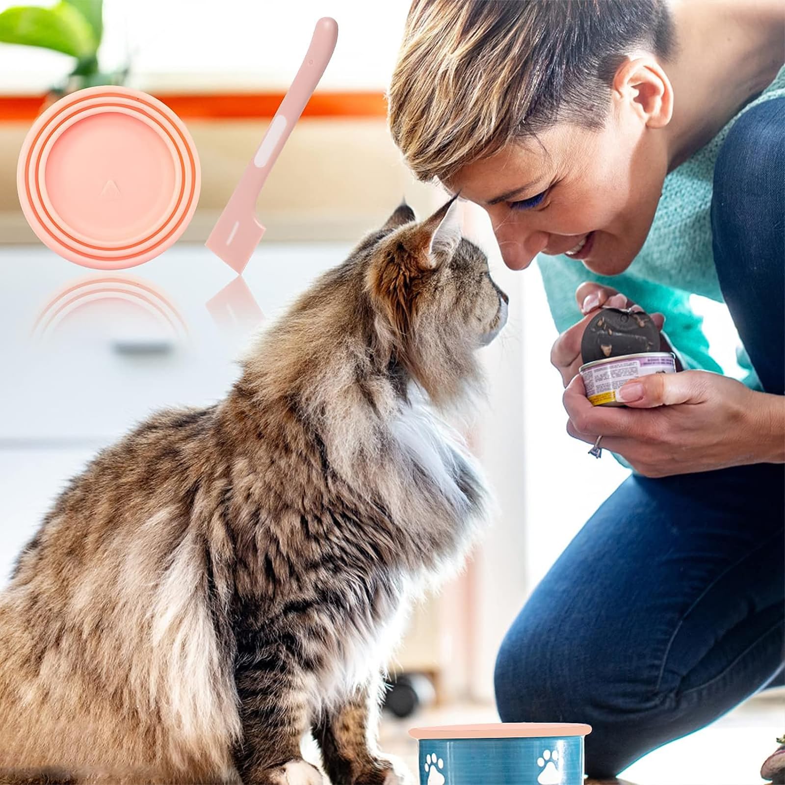 Paquet de 6 Couvercle Silicone de Conserve Cuillères à Nourriture pour Chats pour le Stockage des Aliments Humides