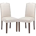 Stylish Upholstered Parsons Dining Chair with Silver Nailhead Trim and Sturdy Solid Wood Legs