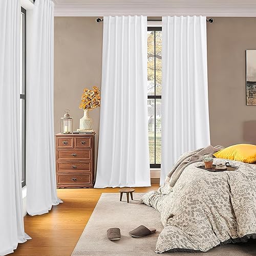 Miniatura 182 de RYB HOME - Cortinas de terciopelo beige, cortinas decorativas resistentes con pestaña trasera, cubierta de privacidad para oscurecer habitación