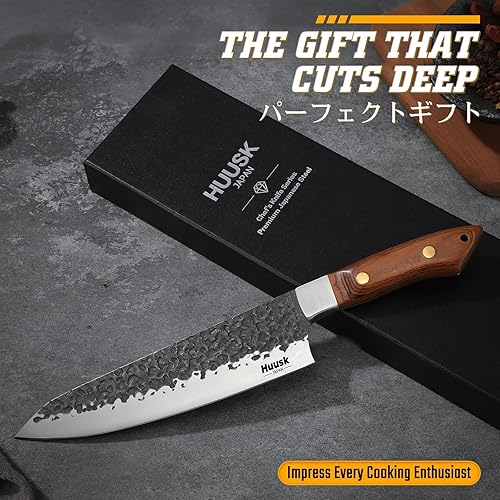 Miniatura 2 de Huusk Cuchillo de chef japonés de 8 pulgadas, cuchillos de cocina forjados a mano con mango ergonómico de espiga completa, cuchillo de cocina de