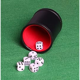 PU Leather Dice Cup Set, Felt Linning Dice Shaker for Yahtzee/Farkle/Bar Party Dice Games, Includes 16mm Dot Dices