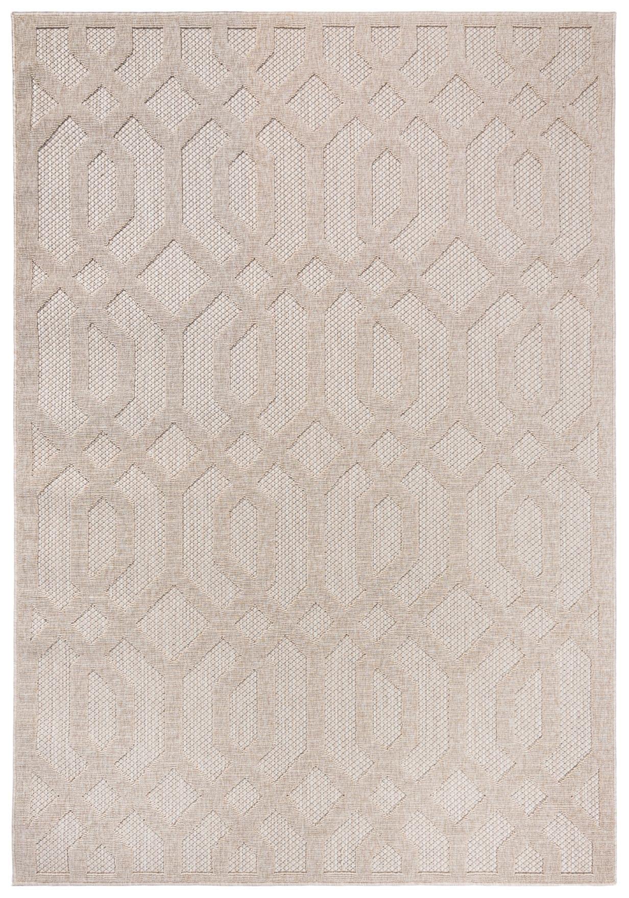 Mazovia Tappeto da Esterno Balcone 80x150cm Crema Geometrico Pelo Corto | Tappeto da Giardino per Terrazza Beige Resistente Alle Intemperie Facile da Pulire Resistente All'acqua Robusto Sintetico