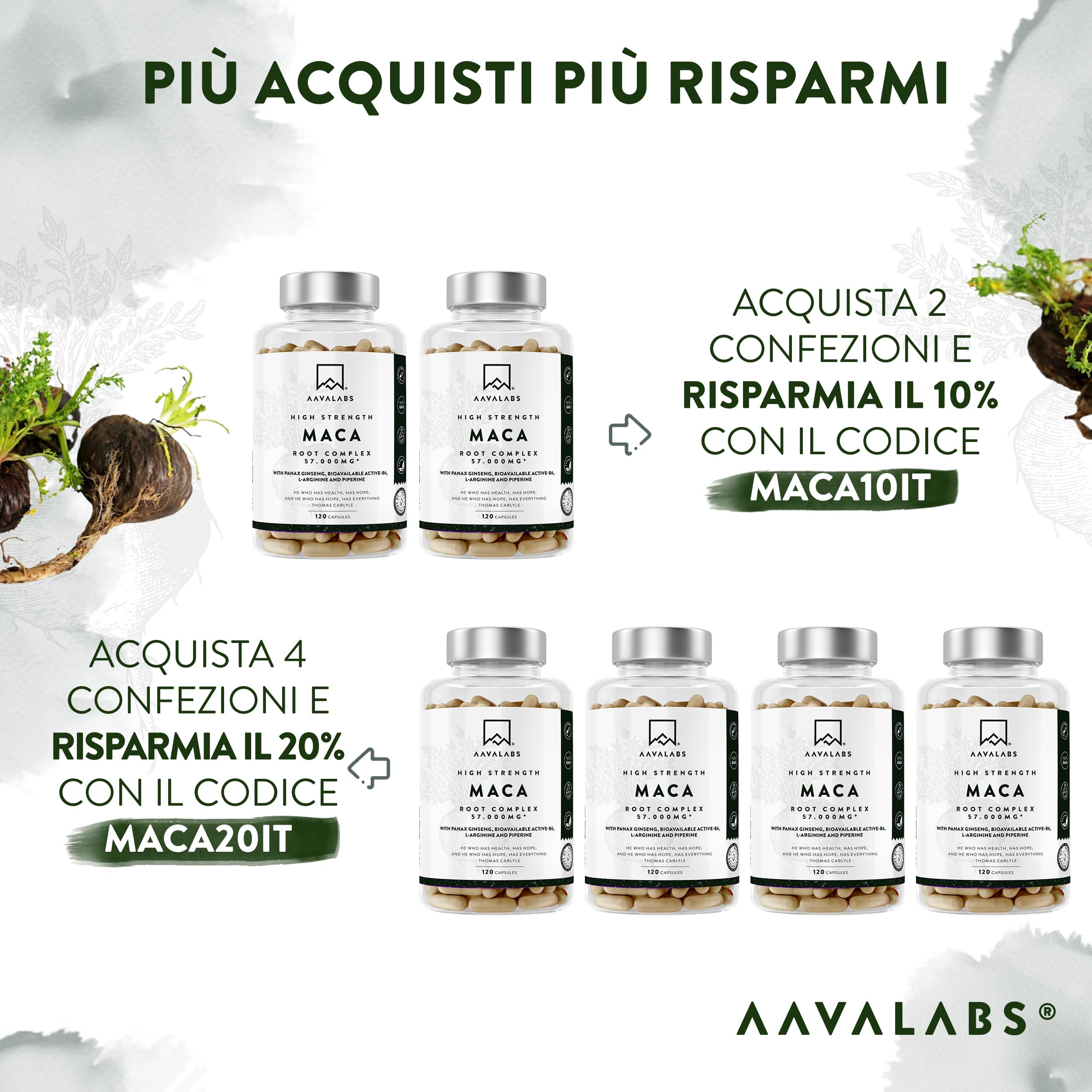 Maca Peruviana 57000mg | Estratto 100:1 di Black Maca Nera Extra Forte + 10:1 Maca Gialla con L-Arginina, Panax Ginseng Coreano, Vitamina B6 P5P, Pepe Nero - Integratore Uomo Donna - 120 Capsule