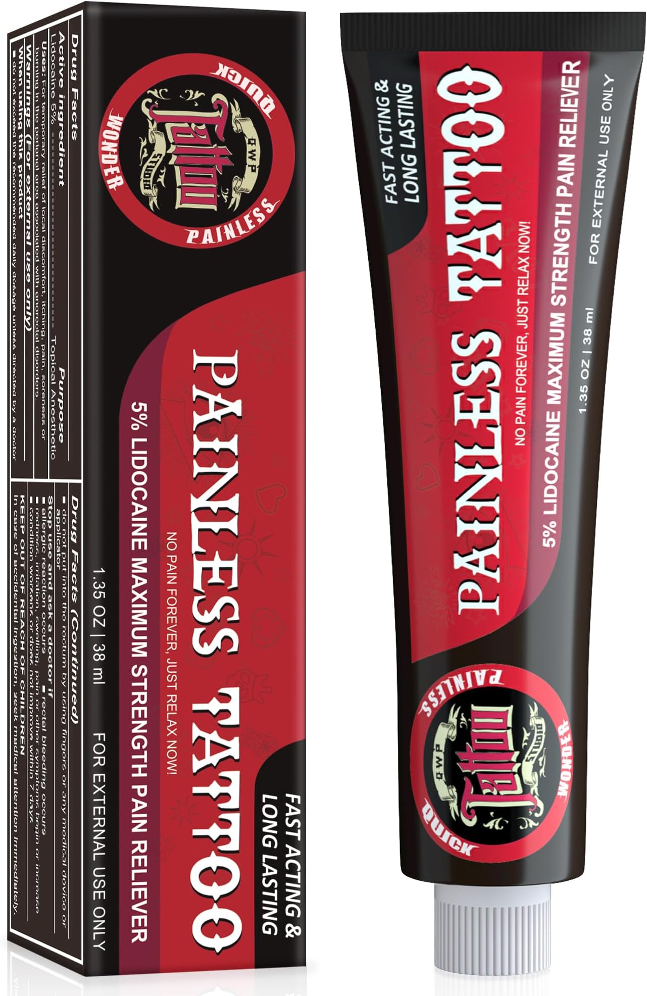 Tattoo Numbing Cream, 5 Lidocaine Numbing Cream for Tattoos Extra Strength, Peak