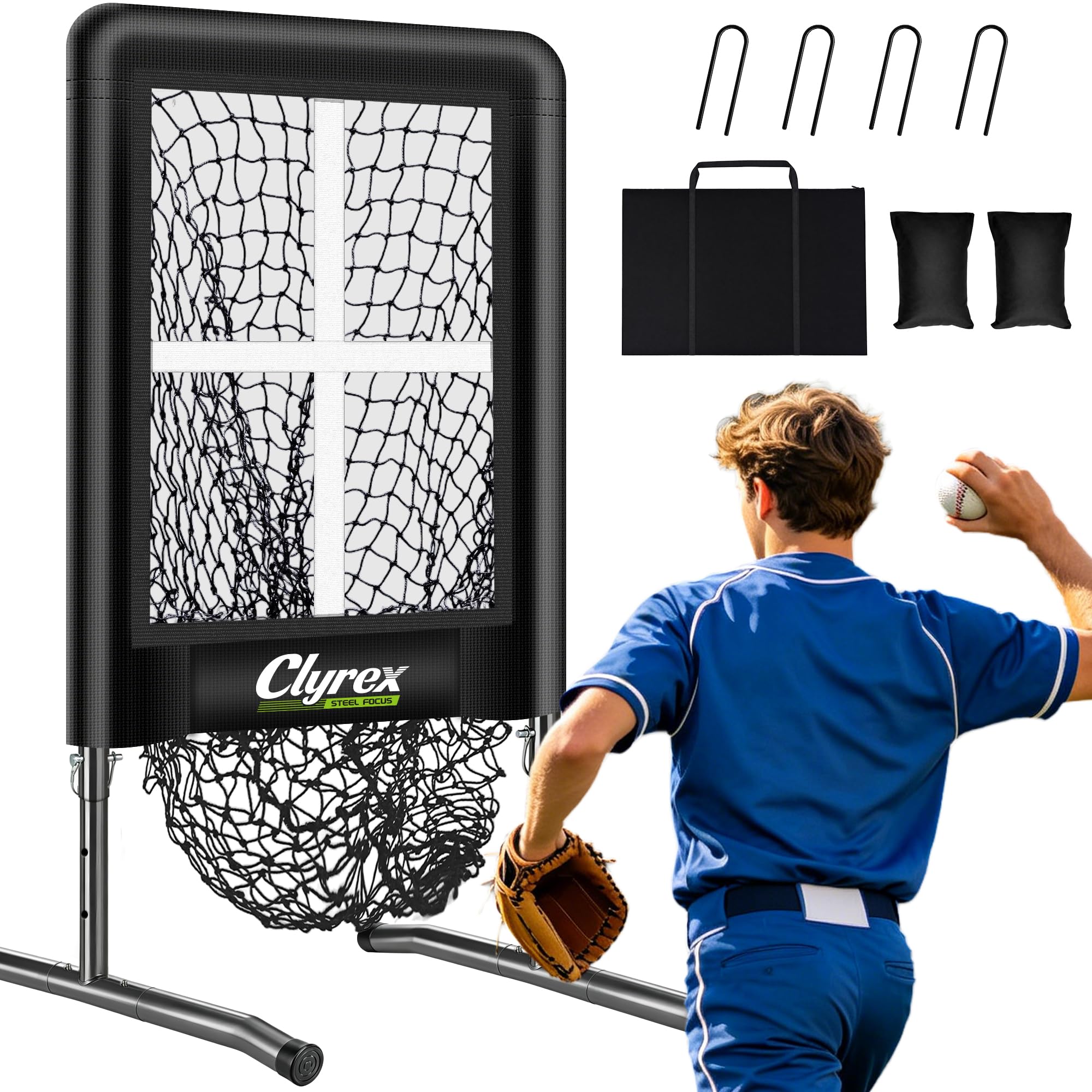 9 Hole Pitching Net with Strike Zone, Baseball Softball Pitching Target for Accuracy Training