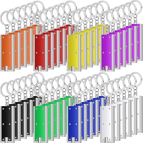 Hicarer 48 potentes luces LED para llavero, linterna de llavero de colores surtidos, linterna de llavero, luz de flash portátil para senderismo,