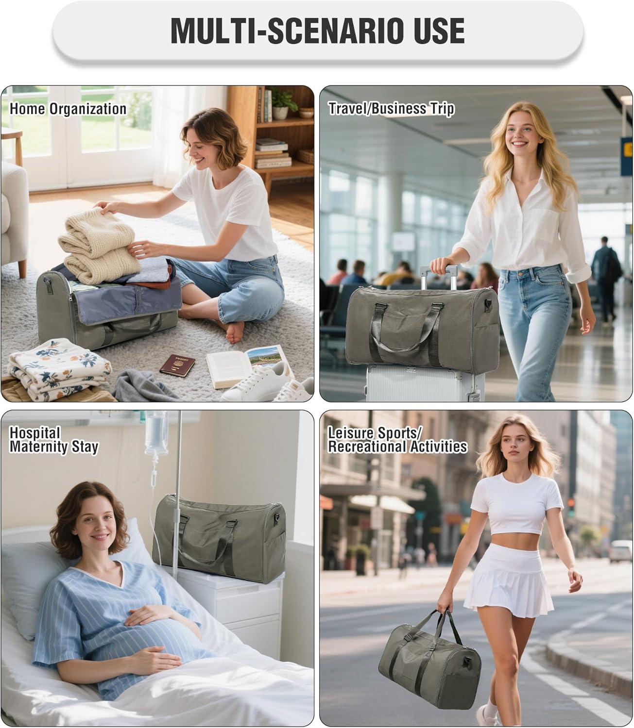 Convertible Garment Duffle Bags for Travel, Carry On Garment Bag for Women Men 2 in 1 Hanging Suit Bag, Large Weekender Bags for Business Trip Wedding Hanging Clothes Green - Image 7