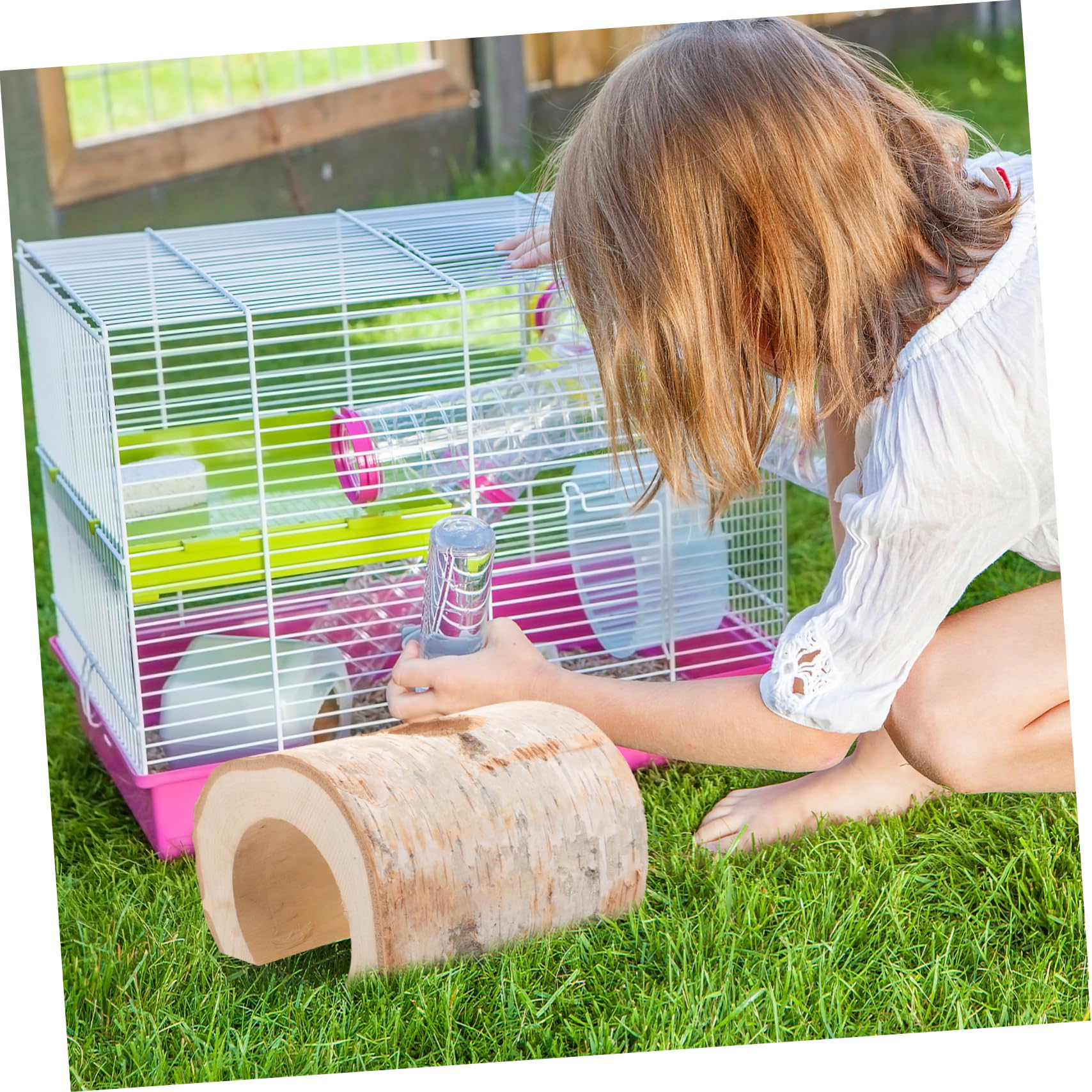 Toyvian Hamsterversteck aus Birkenholz Natürlicher Tunnel für Kleine Haustiere mit Kau und Kletterfunktion als Käfigdekoration und Versteckmöglichkeiten