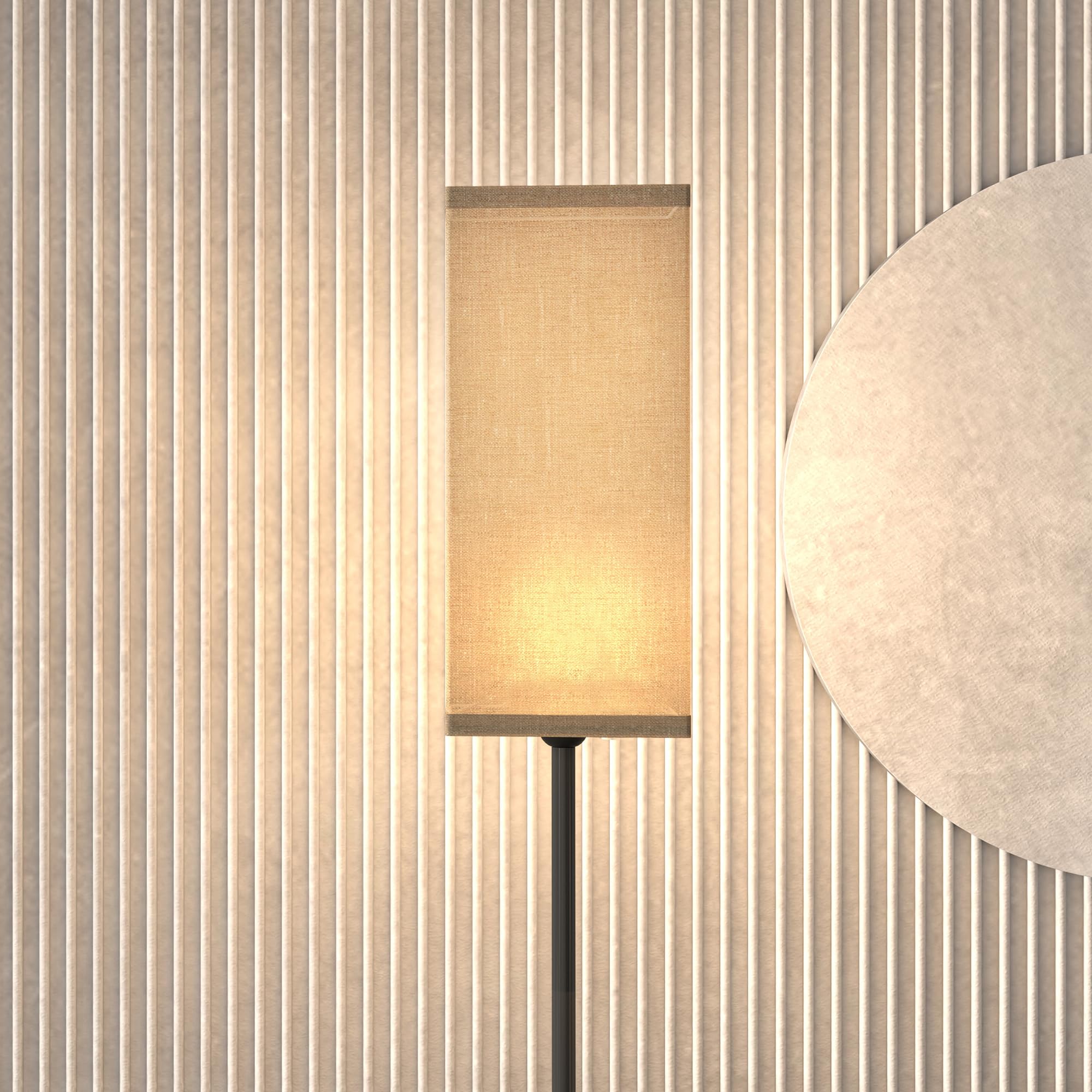 HOMCOM Lampadaire sur pied salon, lampe salon sur pied, avec abat-jour beige effet lin, interrupteur, pour chambre à coucher, noir