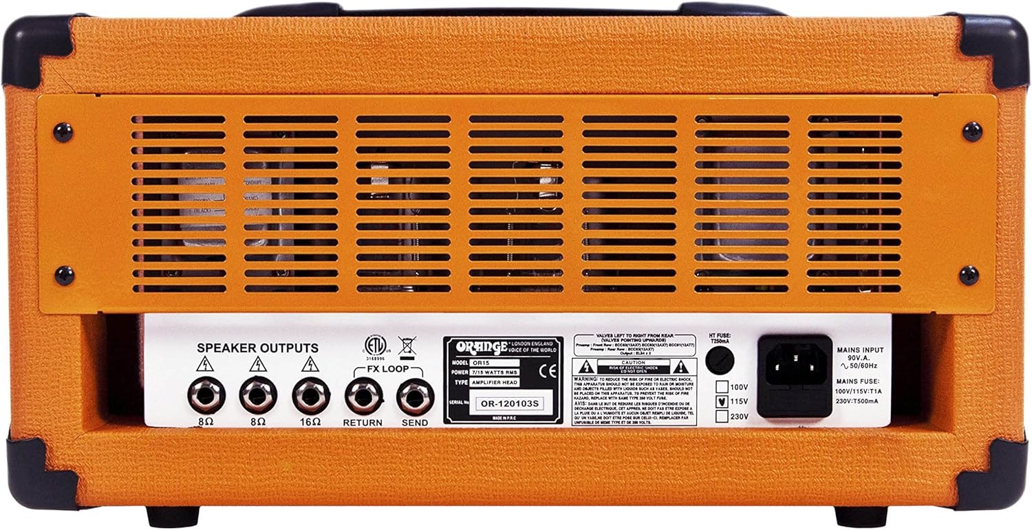 Orange OR15 15-Watt Single Channel, Compact Tube Guitar Amp Head - Orange Bundle with Instrument Cable and Austin Bazaar Polishing Cloth