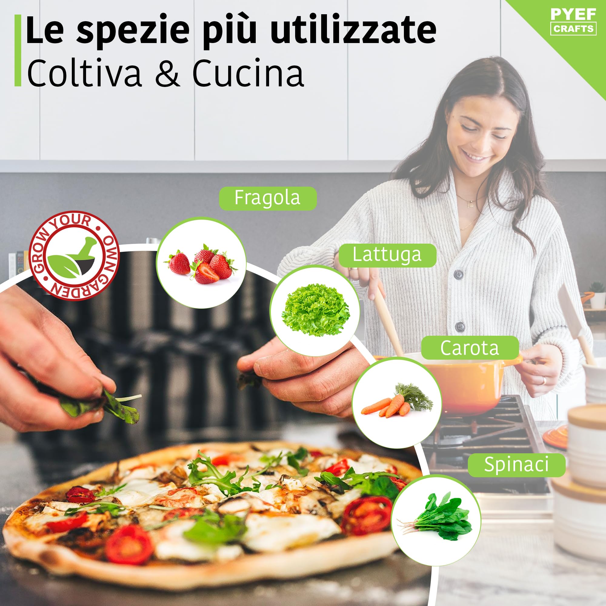Kit Giardinaggio (2ud) XL per Orto in Casa 2x Kit Piante da Far Crescere - Orto da Balcone & da Interno - Piantina da Far Crescere Germinazione 4 Semi