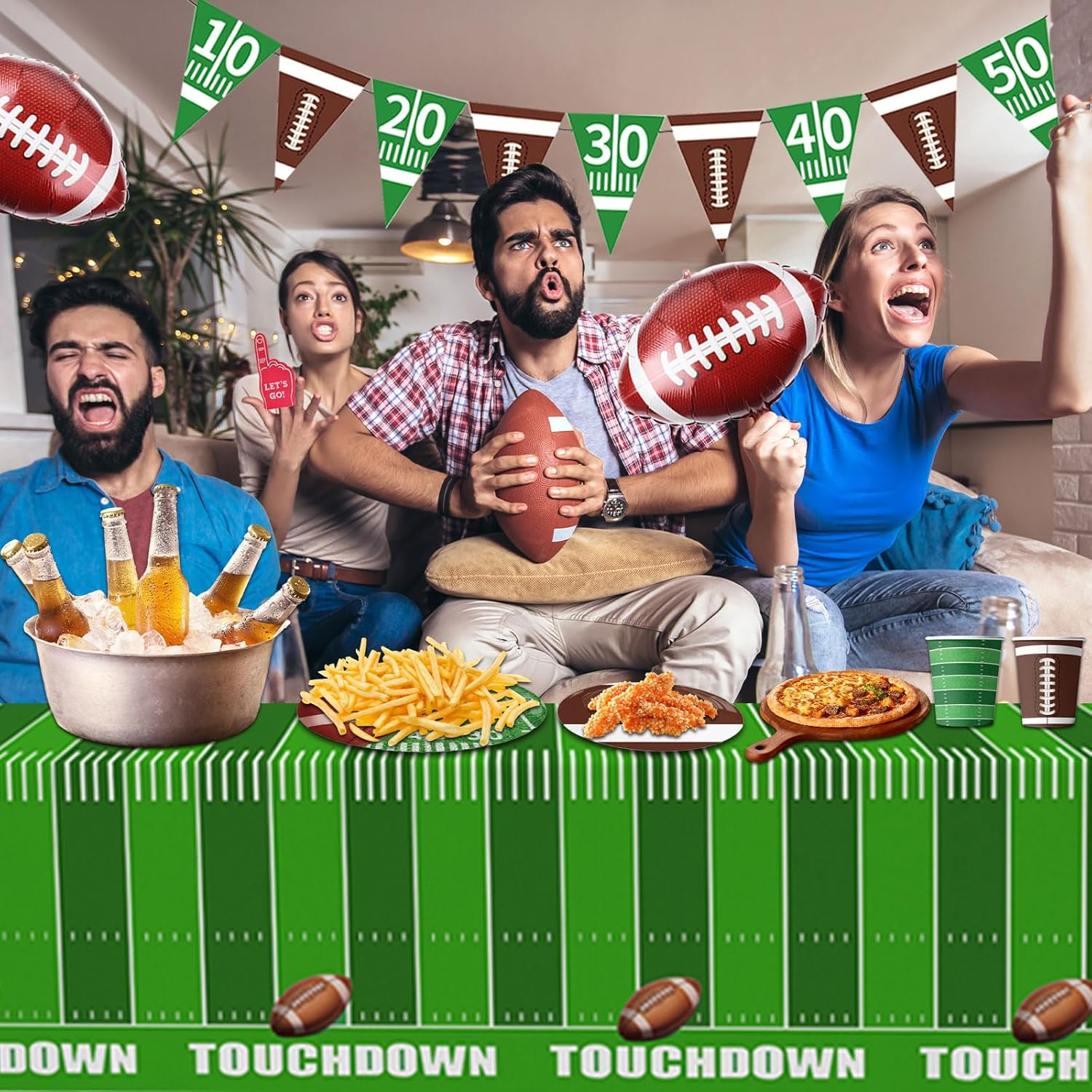 Football Party Supplies Kit Serve 24, Football Birthday Party Decorations Dinner Plates, Dessert Plates, Napkins, Cups, Fork, Banner and Tablecloth for Game Day Tailgate Party Decorations image 7 of 7 B0DLSK1D7V