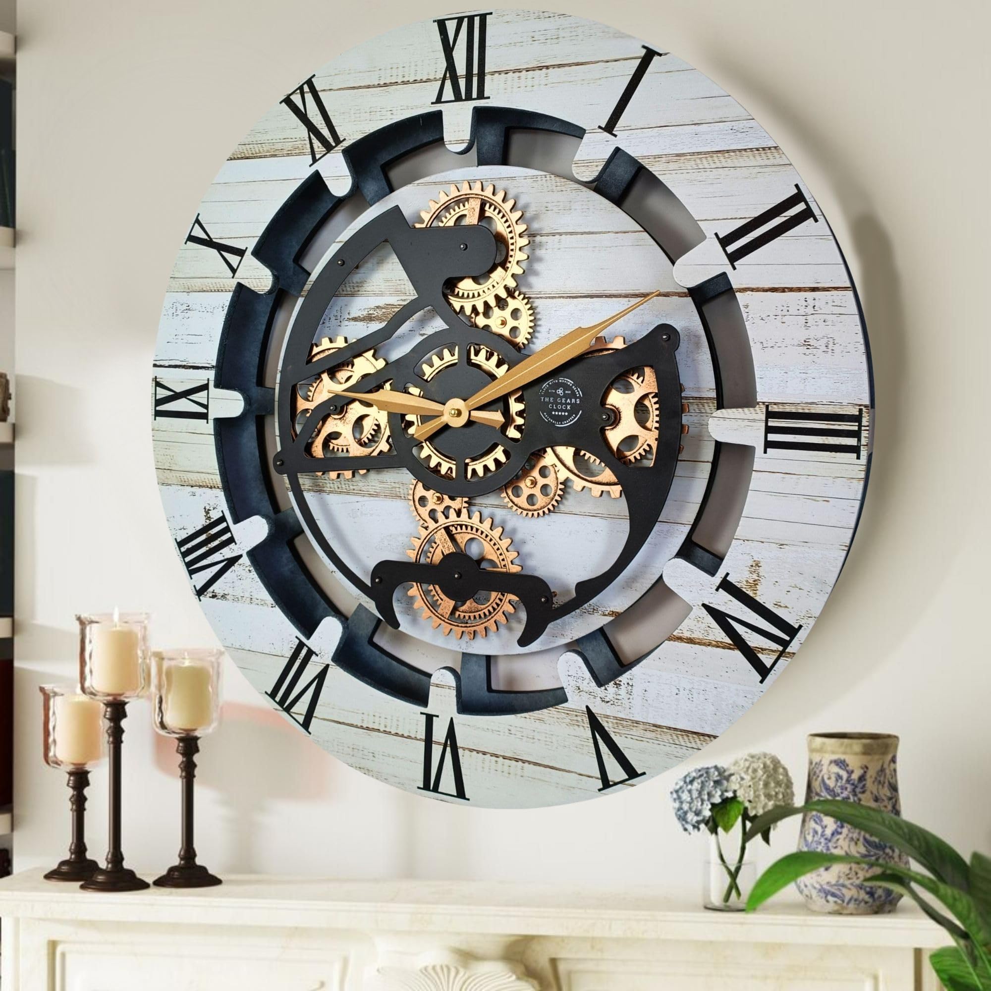 Amazon.co.jp: THE GEARS CLOCK 壁掛け時計 リアルムービングギア付き