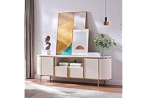 Cymax Furniture | Luxury 70" Fluted TV Stand with Faux Marble Top