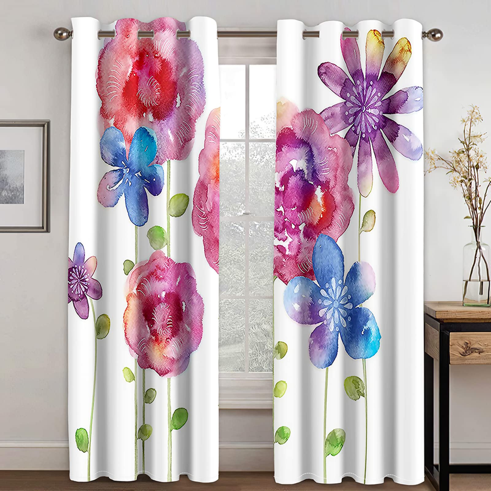 Vorhang Blickdicht Verdunklungsvorhänge Gardienen 2-SetBlume 150x166cm