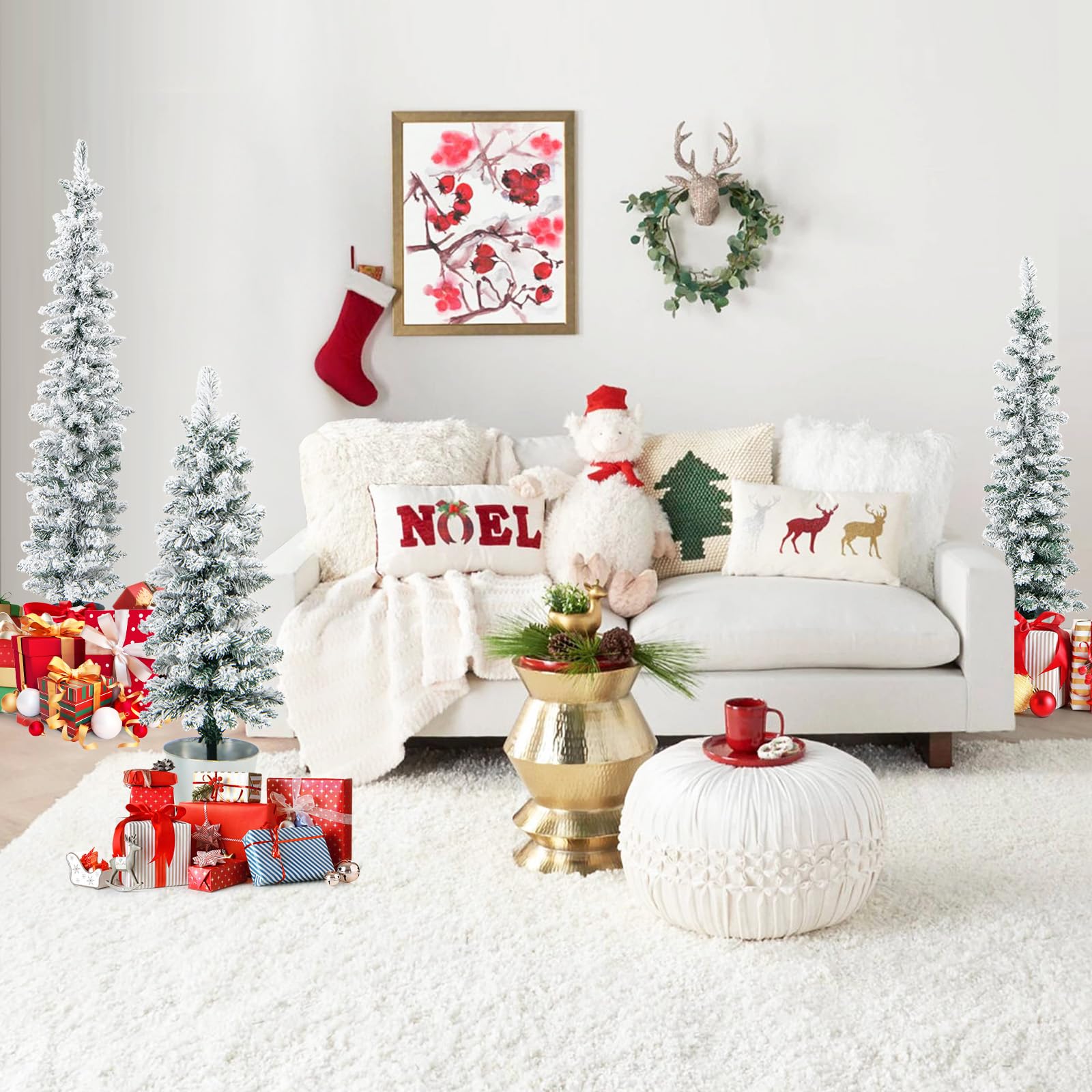 COSTWAY Set di 3 Alberi di Natale Artificiali da 90 CM + 120 CM + 150 CM