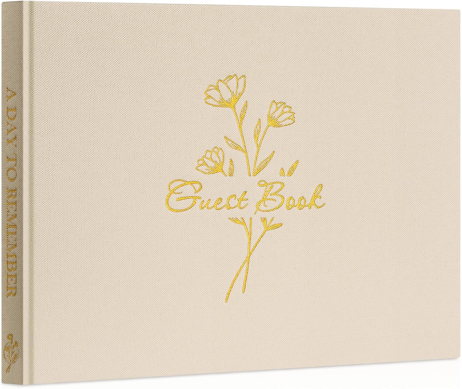Lanpn Wedding Guest Book with 108 Blank Pages - Elegant Linen Hardcover Guestbook Wedding Reception for Sign in and Photos - Guest Book for Wedding Bridal Shower Baby Shower (Sage Green)