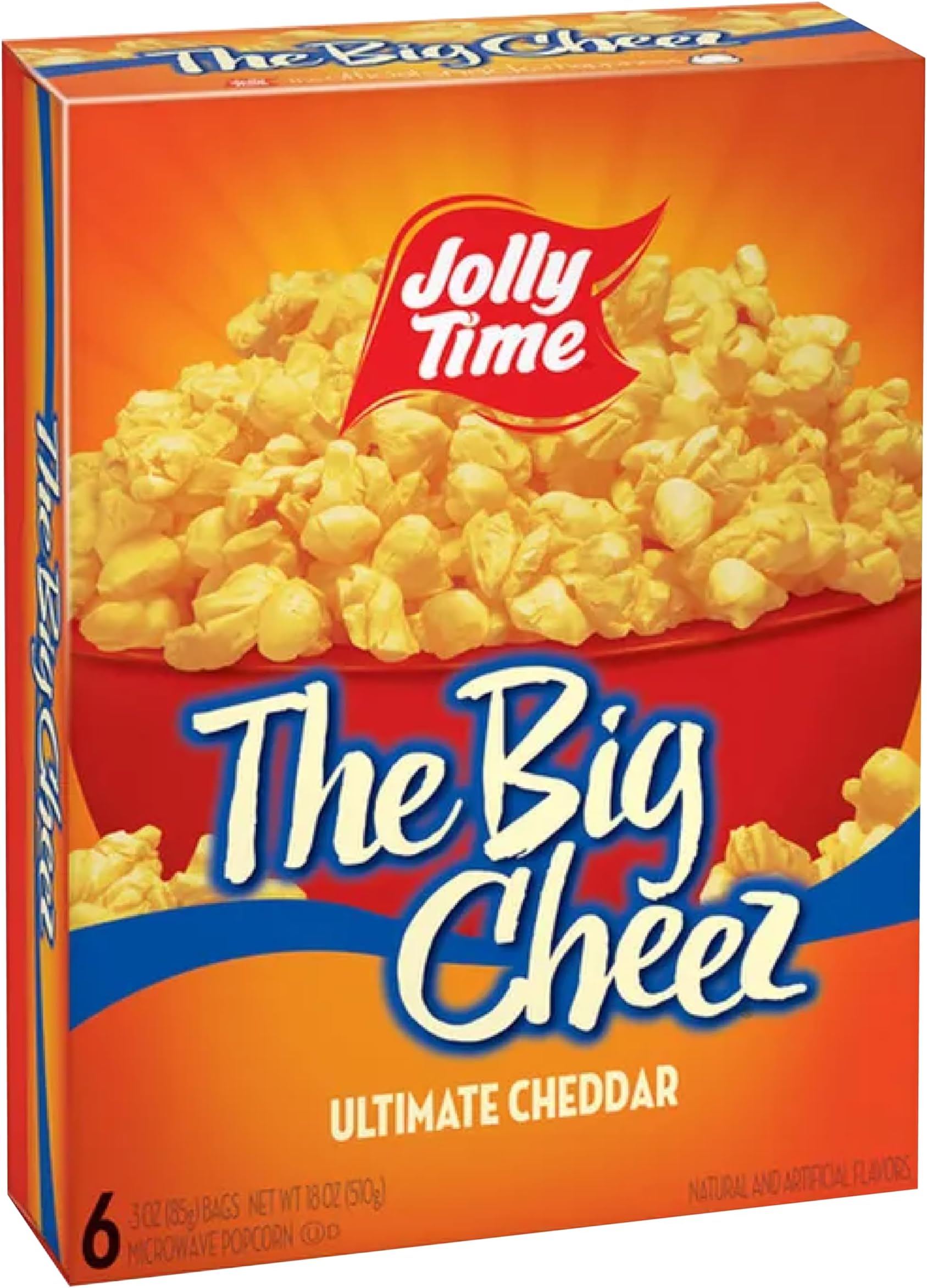 The Big Cheez, Cheddar Cheese Microwave Popcorn, 3oz Sharing Bag, 6 Bags Per Carton (3 Ounce (Pack of 6))