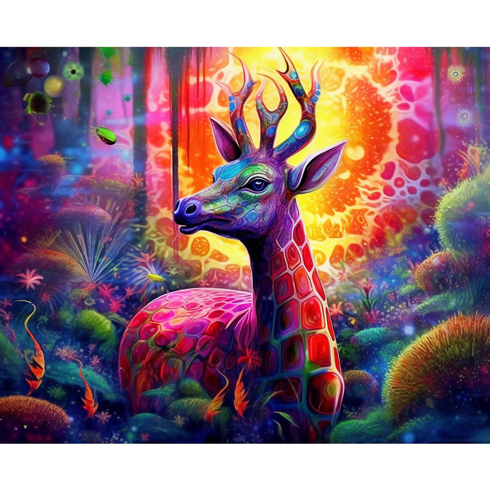 Walarky DIY Paint by Number,Beautiful Flower Deer Canvas Oil Painting Kit for Kids & Adults,16" Wx20 L Drawing Paintwork Acrylic Pigment,for Home Living Room Hallway Decorative Painting Frameless โ image 1