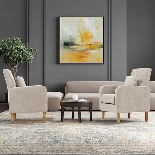 Miniatura 2 de Sofá tapizado con almohada, sillón de tela con patas de madera, cómoda silla de descanso para sala de estar, dormitorio u oficina, soporta hasta 300