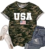MAIHUN American Flag Shirts for Women 4th of July T-Shirt USA Print Patriotic Shirt Stars and Stripes Tees Camo XX-Large