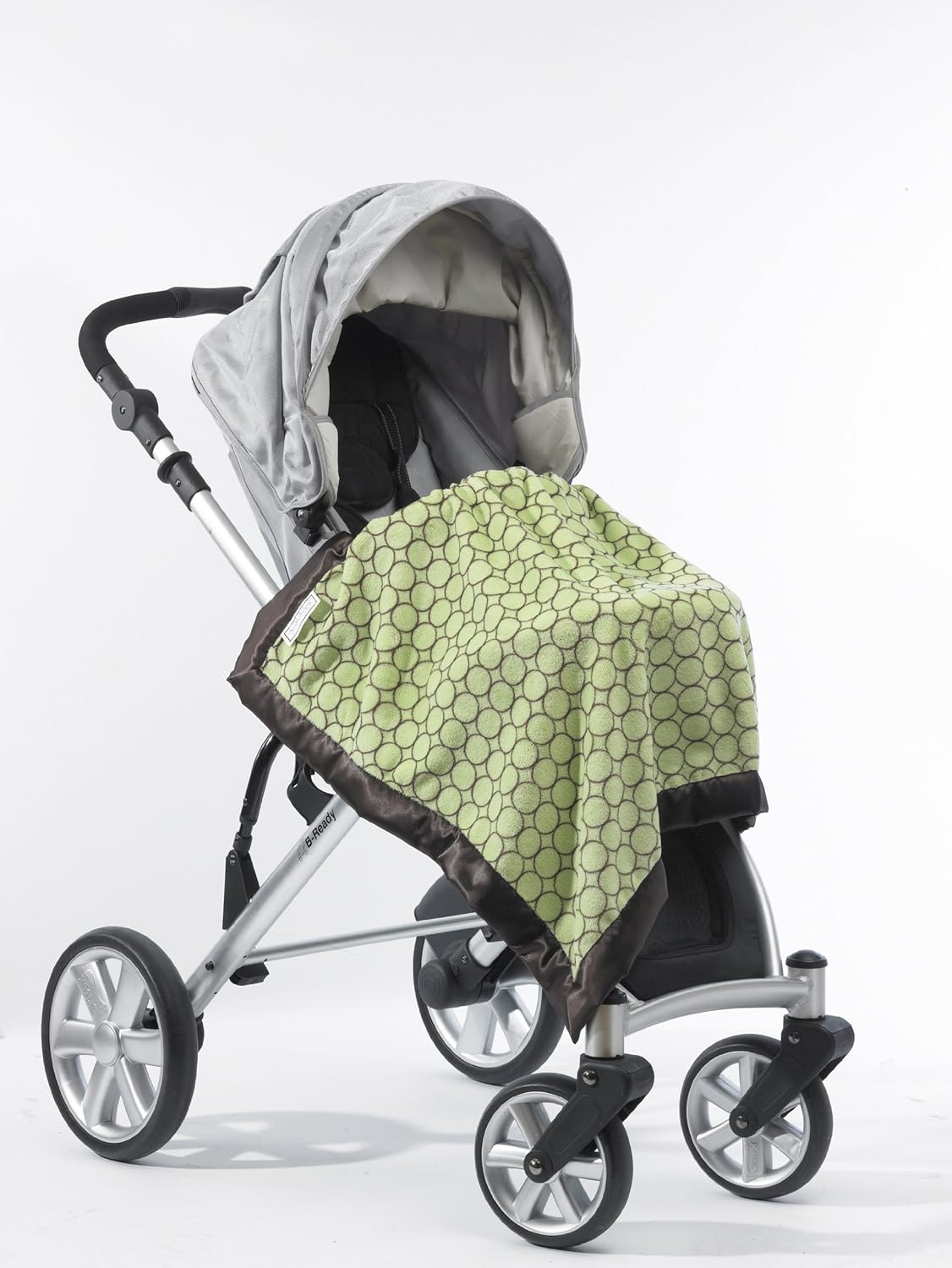 SwaddleDesigns Stroller Blanket, Cozy Plush Baby/Toddler Blanket, 30x40 inches, Lime and Brown Mod Circles with Satin Trim