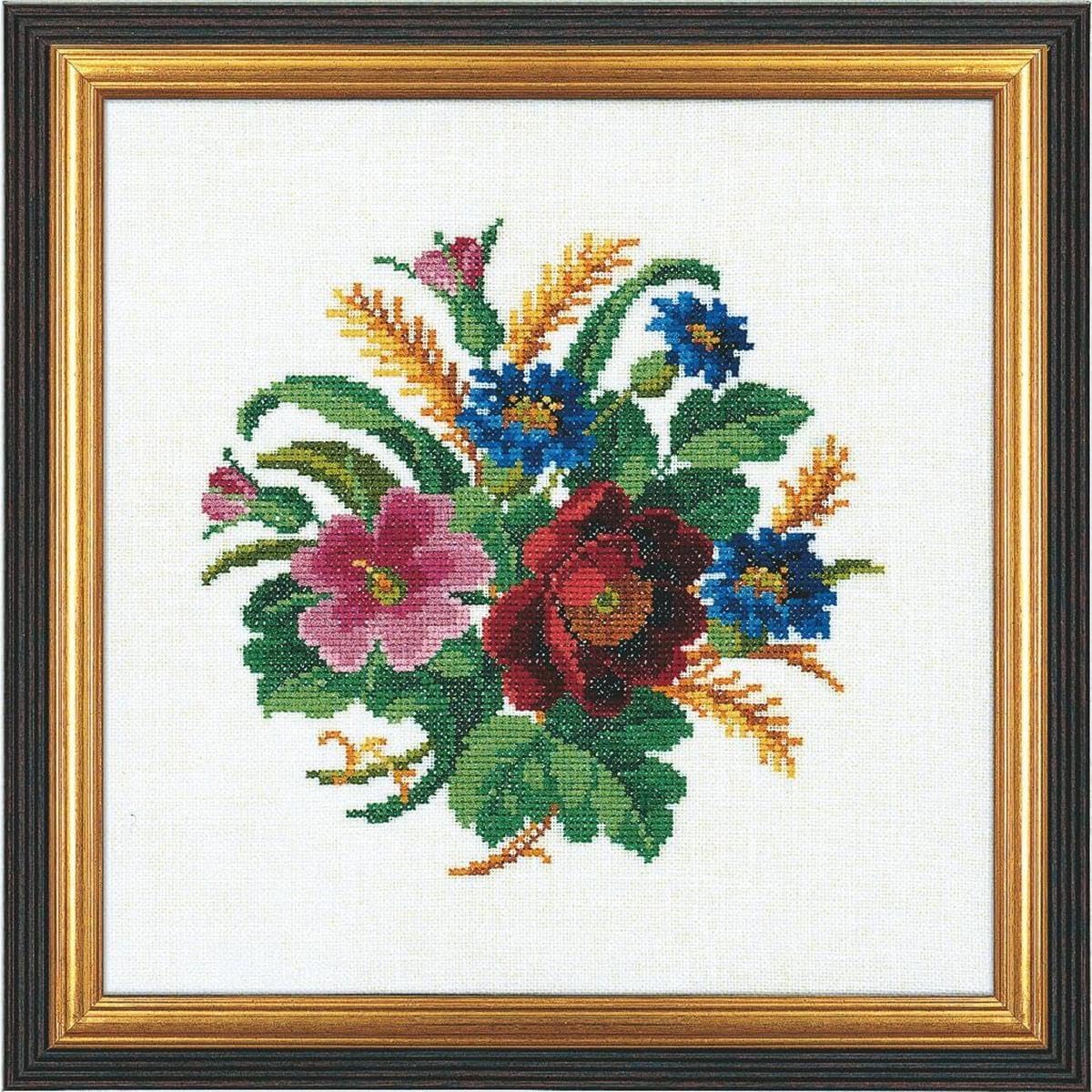 Eva Rosenstand Counted Cross Stitch kit Cornflower and Poppy, 25x25cm, DIY
