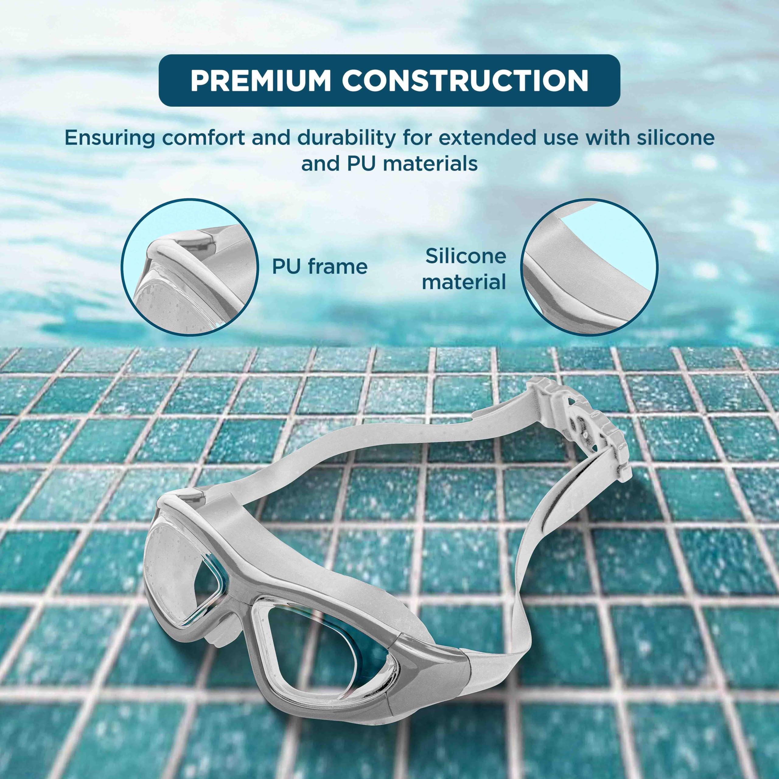 Endless EL1007 Premium Swimming Goggle with Anti-Fog and UV Protection, Silver, Adult Free Size - Image 3