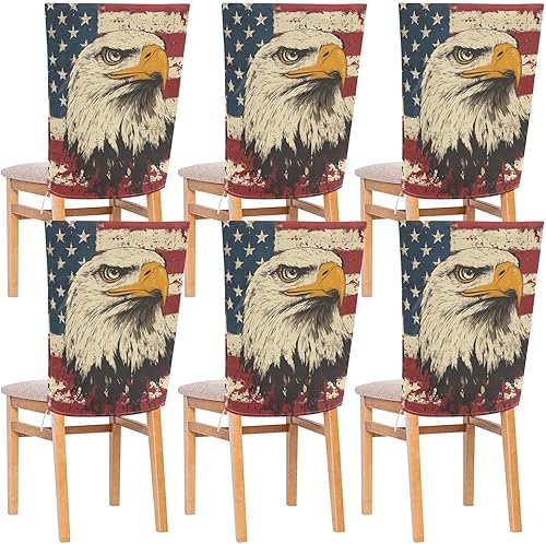 4th of July Independence Day White Bird Decorative Chairs Covers for Family Gatherings Soft 19.7x23.6in Chair Slipcovers covertores para sillas de