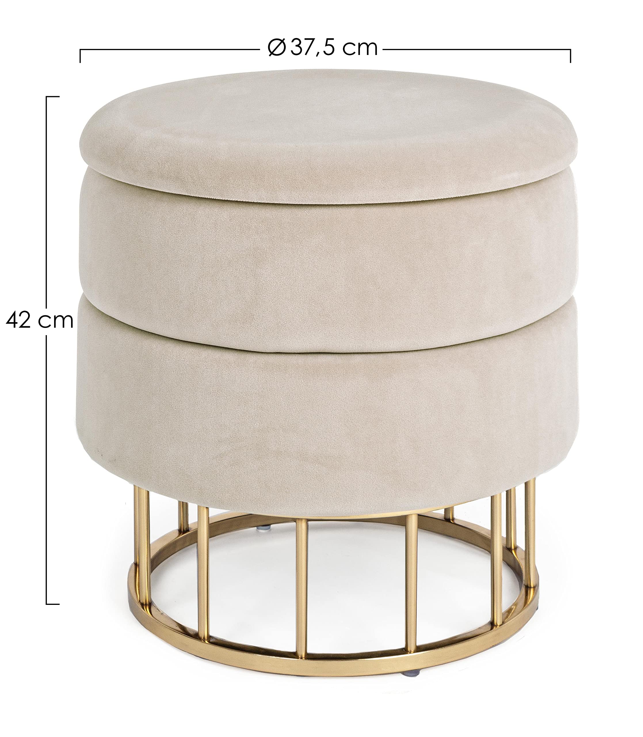 KONTE.DESIGN Pouf contenitore PAVLINA , tessuto effetto velluto Beige