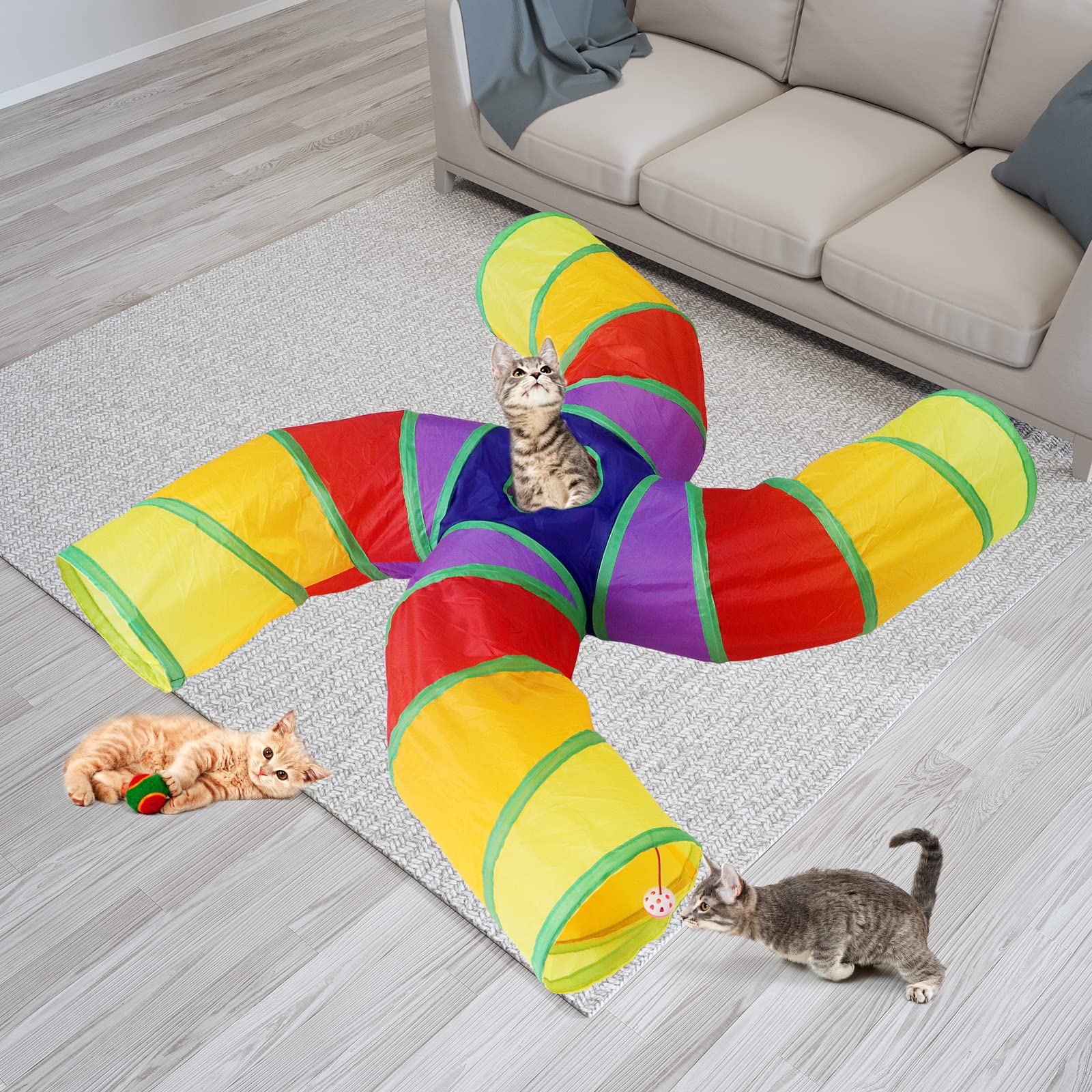 Bemodst Túnel de gato tipo S, 2 vías/3 vías/4 vías/5 vías (4 vías)