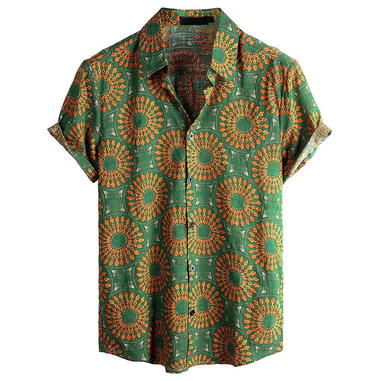 Casual Comfortable Printed Men's Tight Shirts Casual Shirt, Men's Short Sleeve Shirt, Hawaiian Shirt, Vintage Fashionable Plus Size Festival Shirt, AG, XXL — image 1