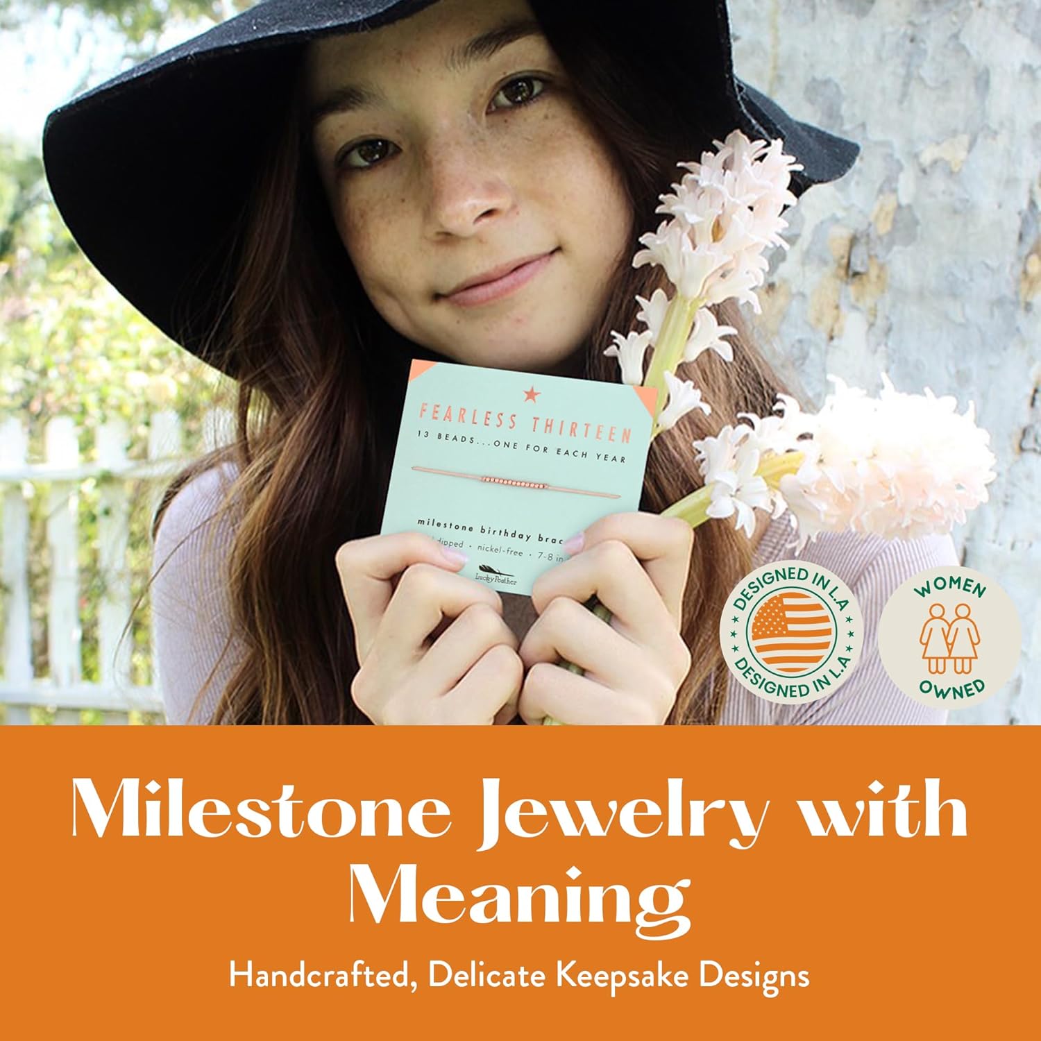 Lucky Feather 13 Year Old Girl Gifts | 13th Birthday Bracelet With Adjustable Cord & Message | 14k Gold Dipped Beads & Other Colors | Trendy Gifts For 13 Year Old Girl - Image 6