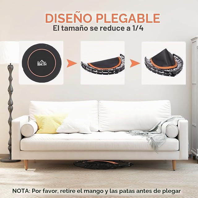 Foto 8 de 8 de HOMCOM Trampolín de Fitness Adultos Ø114 cm Plegable Naranja y Negro