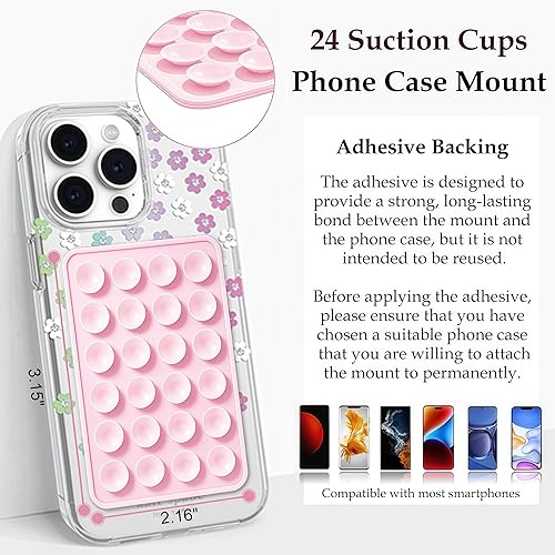 Miniatura 6 de PKYAA Anteel - Funda de silicona con succión para teléfono, accesorio adhesivo de silicona para teléfonos inteligentes, soporte de teléfono con Rosa