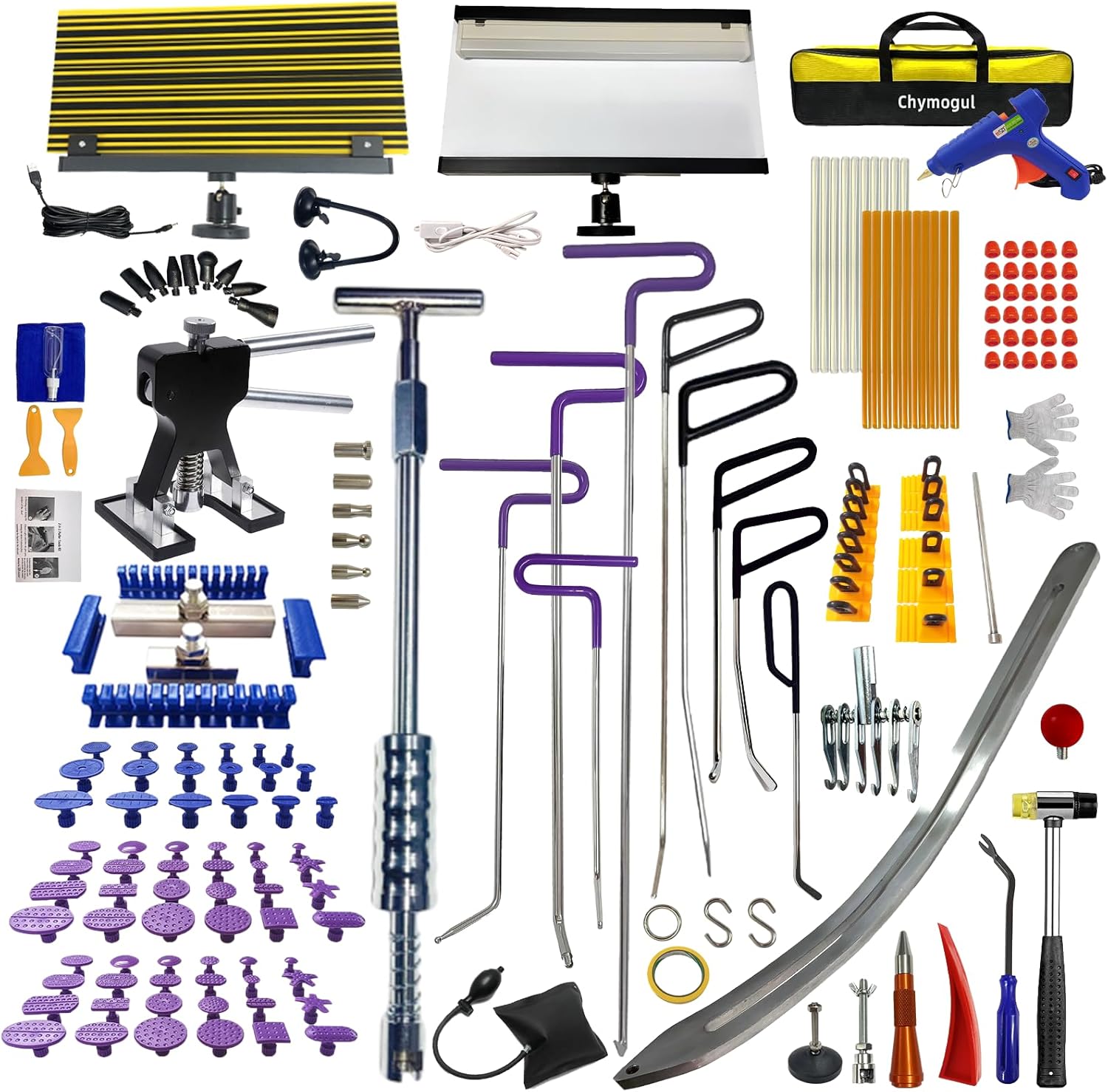 190pcs/set Auto Body Dent Repair Tools Kit,Car Dings Repair,Paintless Bodywork Dent Pulling Tool,Dent Puller Lifter,Multi-funtional Bridge Puller Tools Set (Whole Car Repair Tools Set)