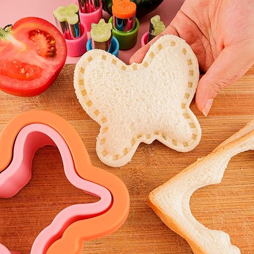 Miniatura 6 de Cortador de sándwiches y sellador para niños, 10 unidades de pan grande, desoxidante para hacer panqueques, galletas, frutas, verduras, cortadores
